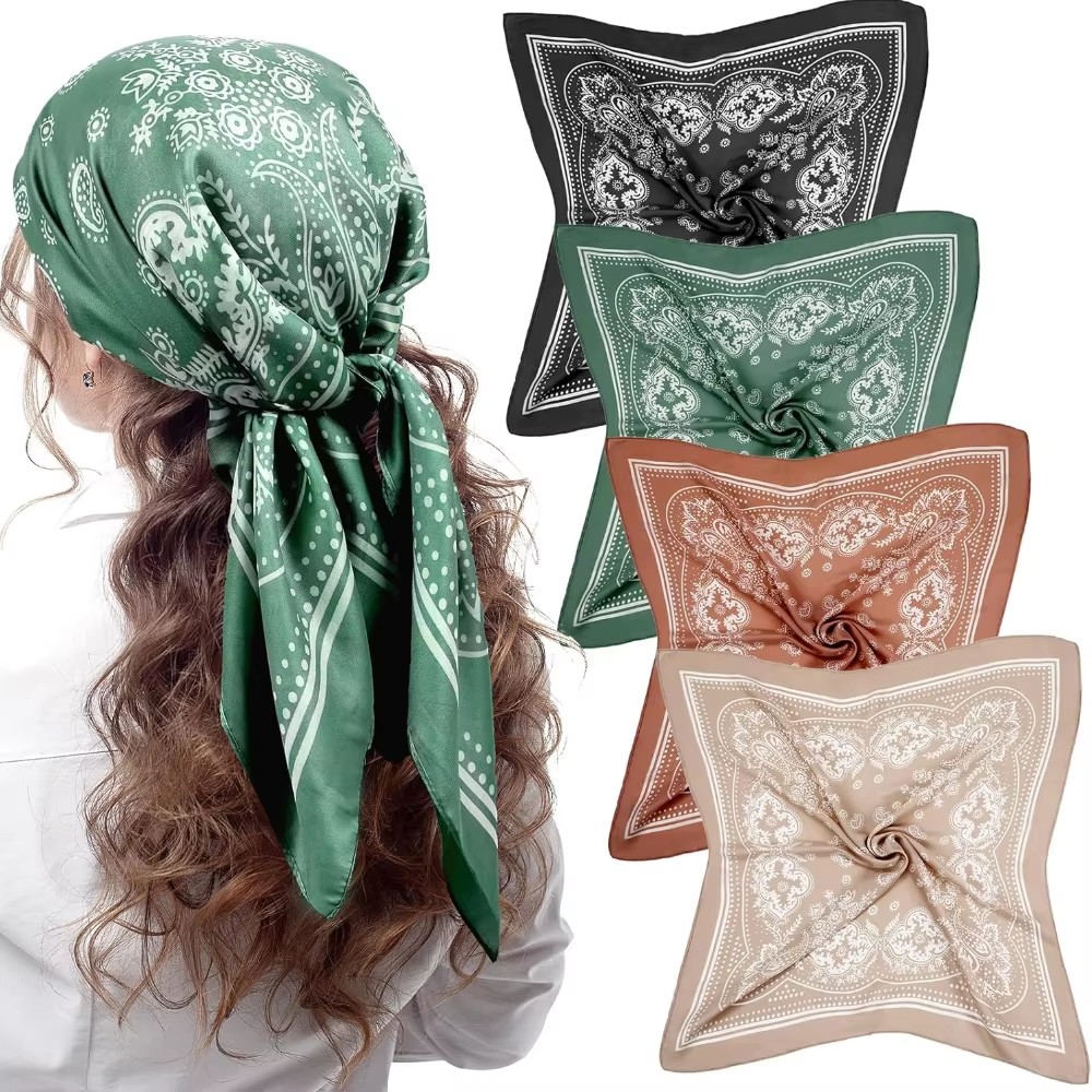 Luxury Skincare Headband - Sciarpa Paisley quadrata in seta di